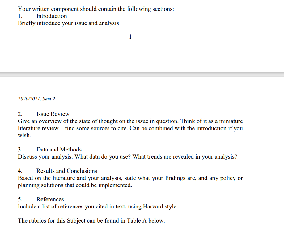 Your written component should contain the following sections: 1. Introduction Briefly