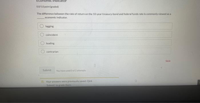 economic indicator The difference between the rate of return on the 10