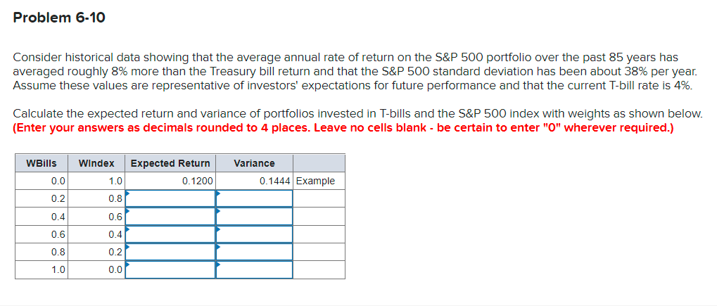 Problem 6-10 Consider historical data showing that the average annual rate