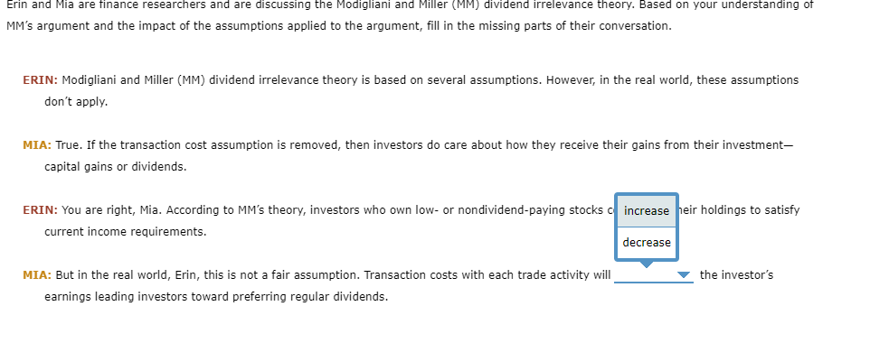 dividends today (a bird in the hand) are less risky than a