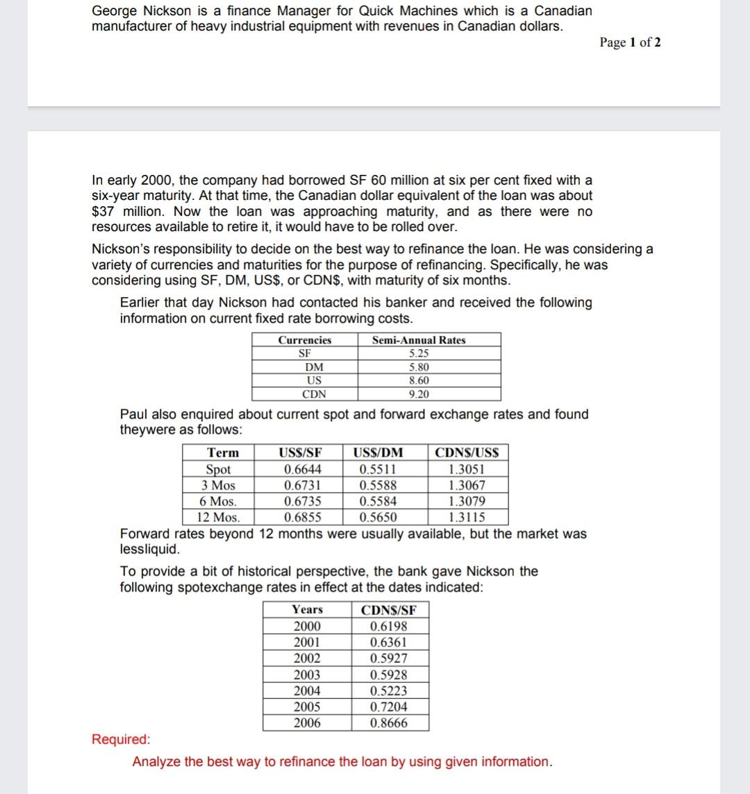  please answer this question as soon as possible George Nickson is