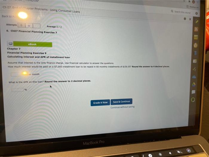  Ch 07. Enter Problems - Using Consumer Loans Search Back to