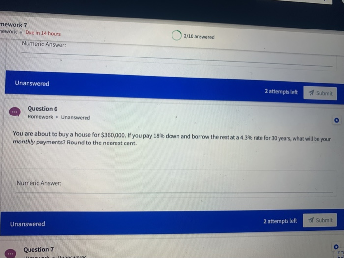  mework 7 mework Due in 14 hours Numeric Answer: ork Tou