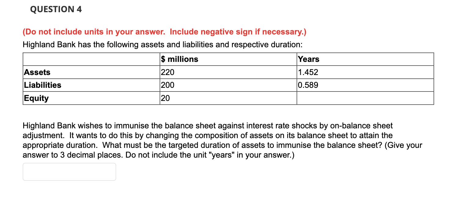 (Do not include units in your answer. Include negative sign if