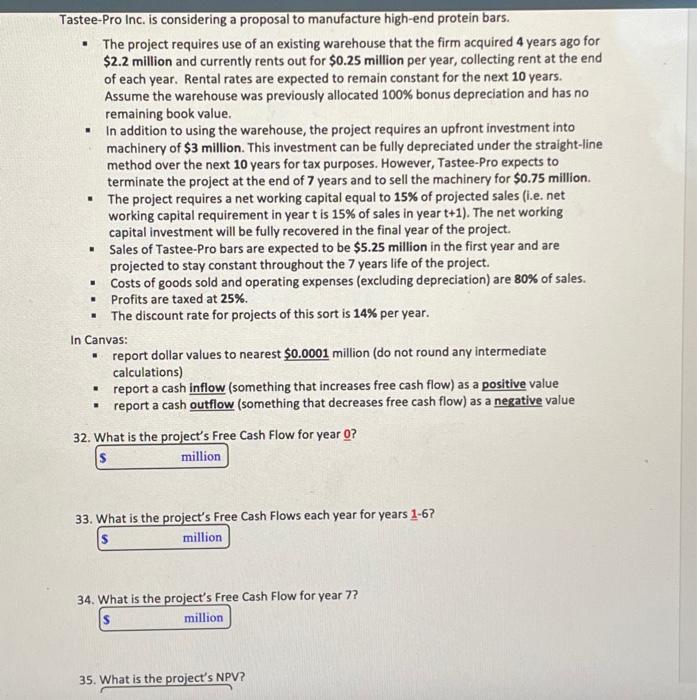 please do not answer using excell. - The project requires use of