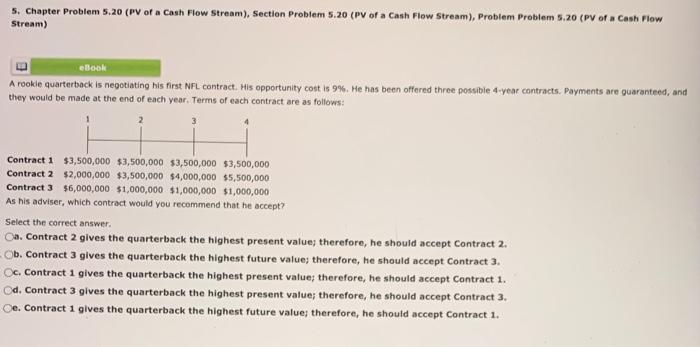  5. Chapter Problem 5.20 (PV of a Cash Flow Stream), Section