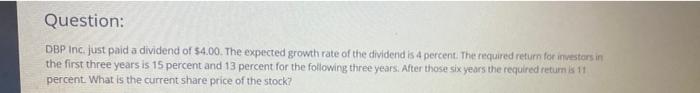 please answer with showing the formulado not use excel formula Question: DBP