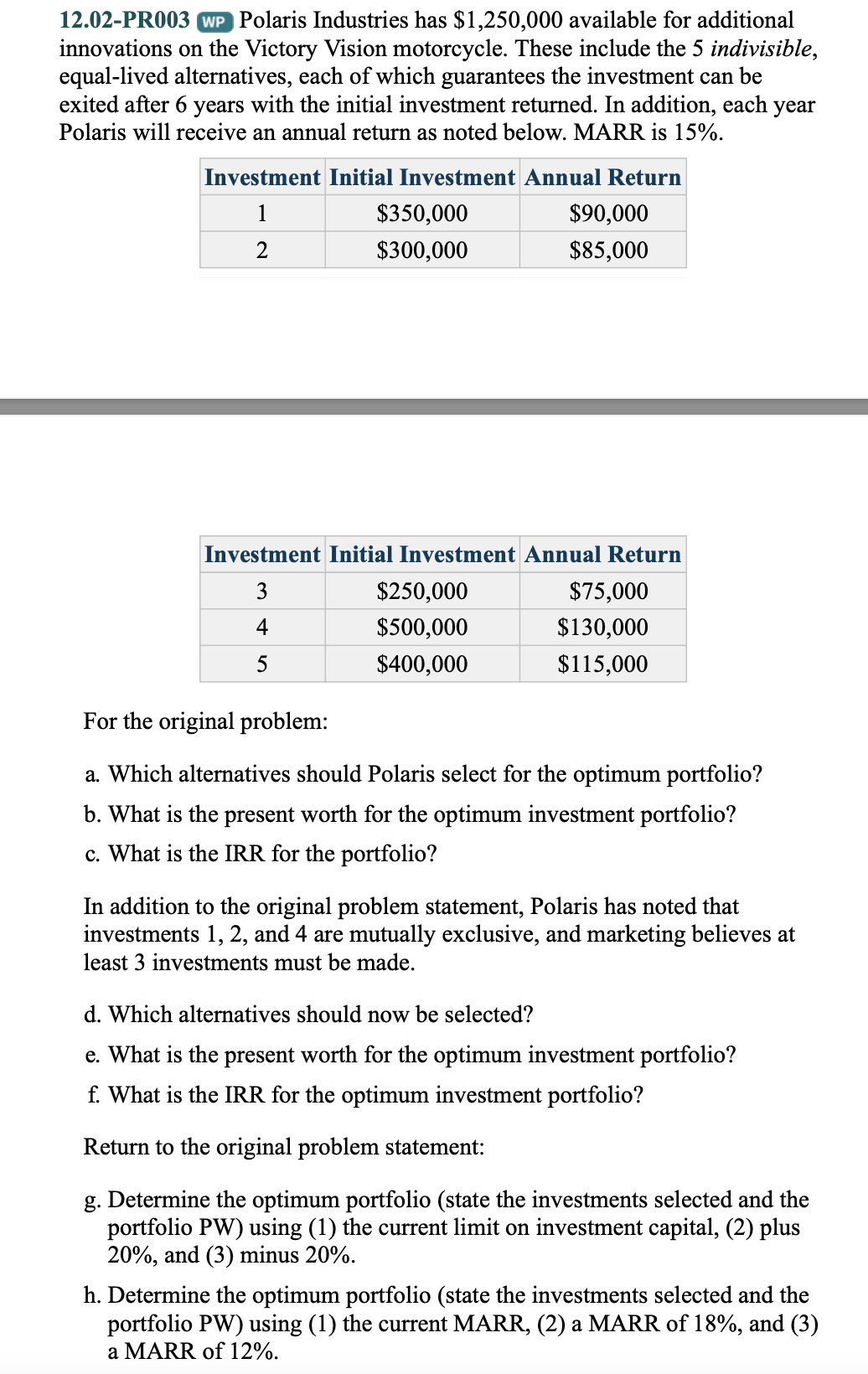  USE THE FORMULAS BELOW, PLEASE GIVE DETAIL STEPS 12.02-PR003 WP Polaris