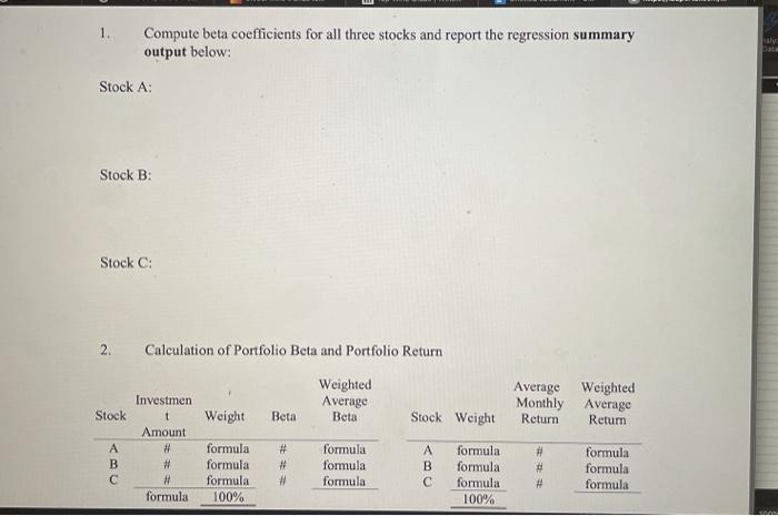 the historical data of these three stocks, assuming that past performance will
