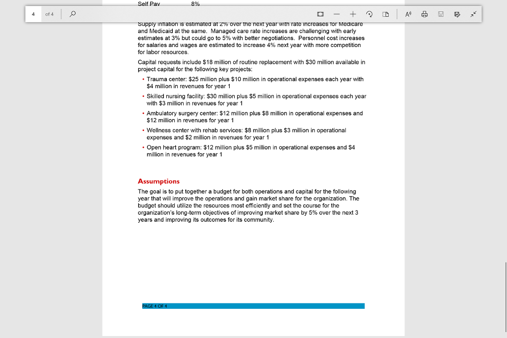 operations and capital for the following year that will improve the operations