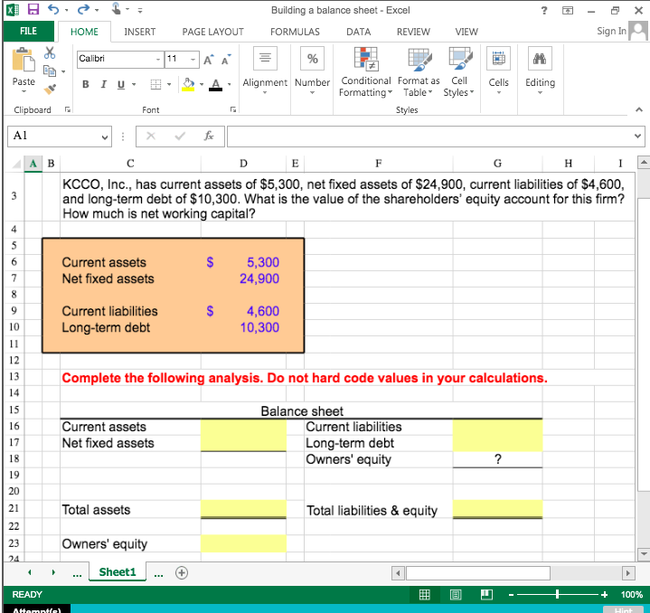 ? Building a balance sheet - Excel FORMULAS DATA REVIEW -