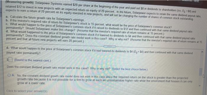 Dy=5a) and retained 512 to invest in new projects with an expected