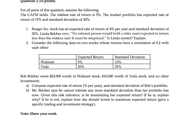  a) Compute expected rate of return (% per year), and standard