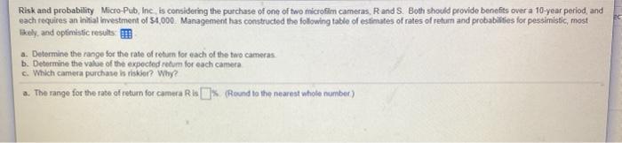  Risk and probability Micro Pub, Inc is considering the purchase of