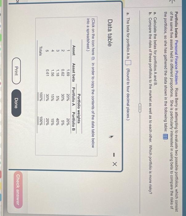 help me understand steps 1-4 on this assignment problems Portfolio betas