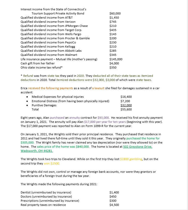 income and for AGI deductions to get to AGI? ALAN AND ERICA