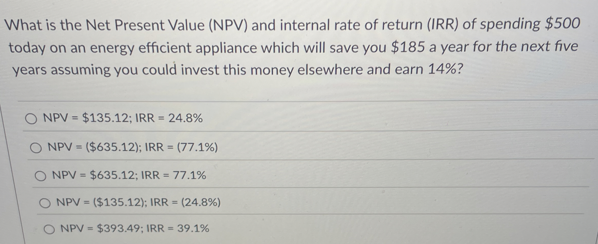  What is the Net Present Value (NPV) and internal rate of