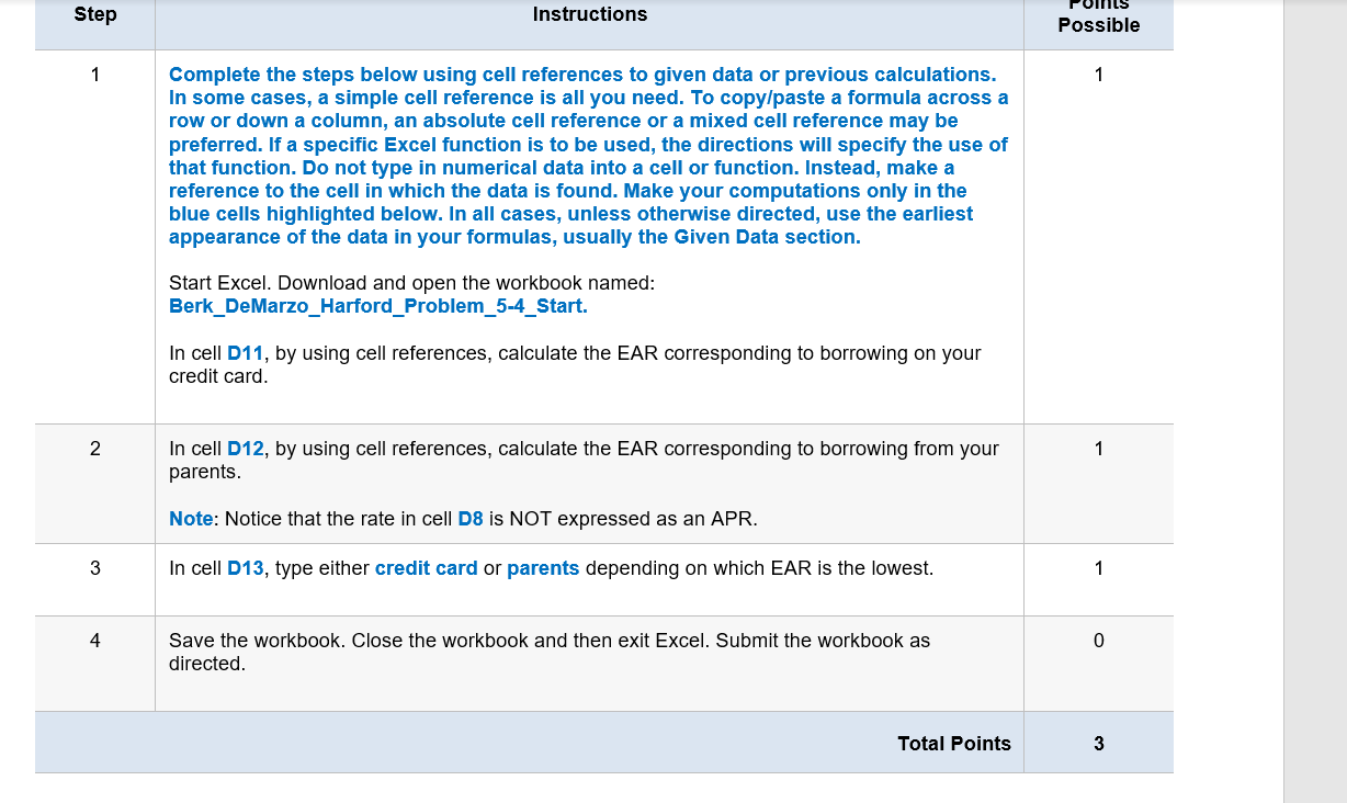  Step Instructions Possible 1 1 Complete the steps below using cell