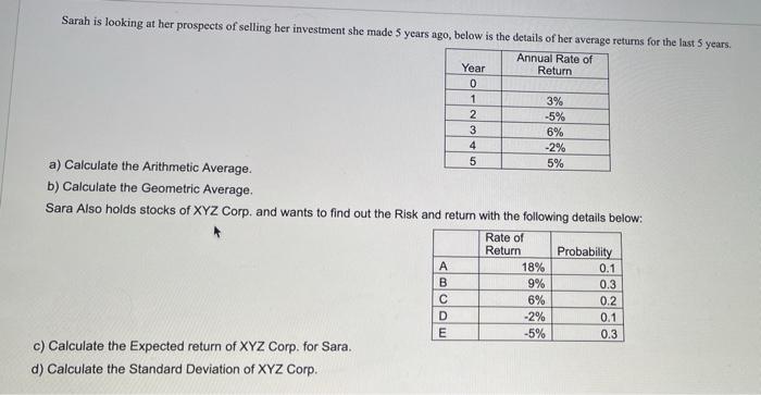 answer question d on WN- Sarah is looking at her prospects of