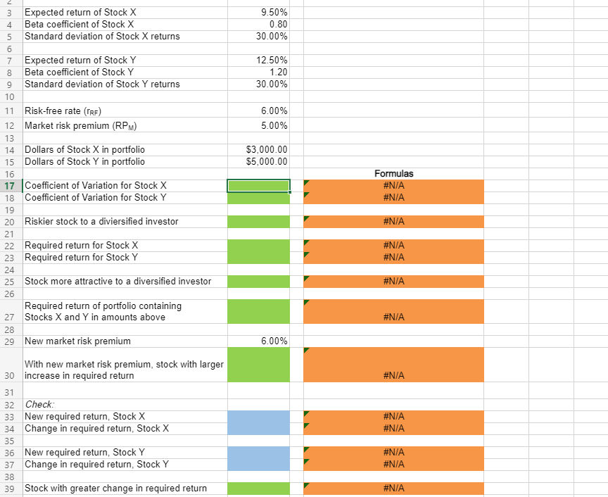 0.8, and a 30% standard deviation of expected returns. Stock Y has
