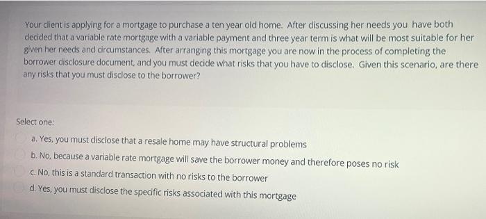 This is for a case study two part question Your client is