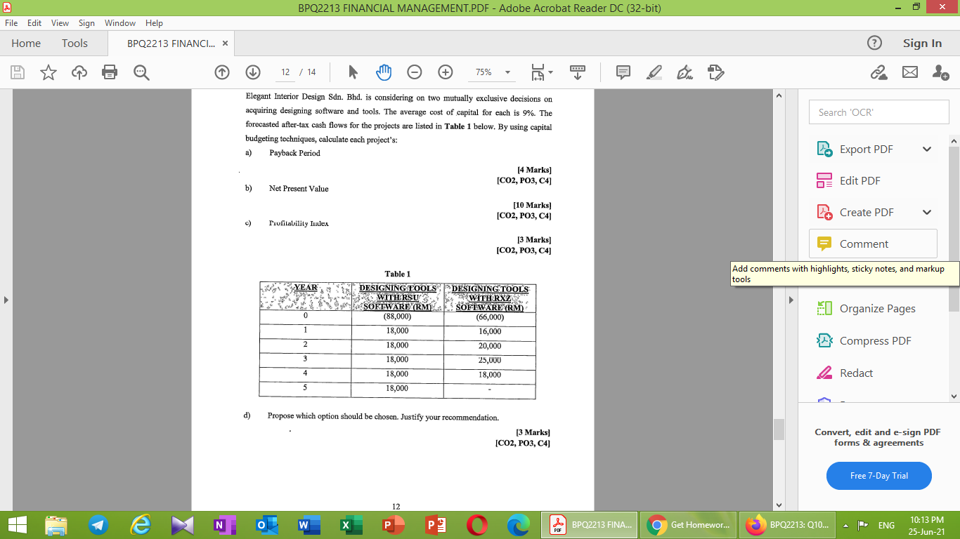 BPQ2213 FINANCIAL MANAGEMENT.PDF - Adobe Acrobat Reader DC (32-bit) File Edit