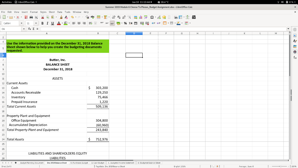 Jun 10 1111:50 Activities LibreOffice Calc 18.4C Summer 2019 Module 6 Cheese