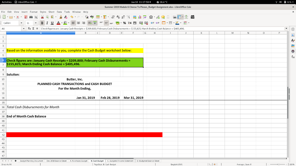 following items for the months of January, February, and March of 2019: