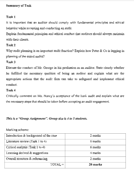 Summary of Task Task 1 It is important that an auditor