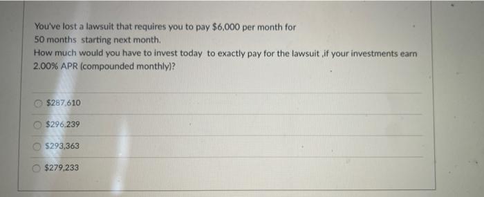 Can you help me solve this ? You've lost a lawsuit that