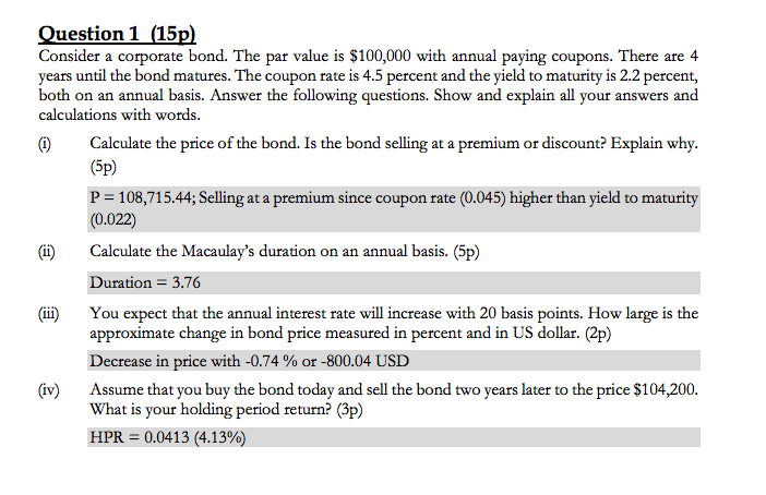  Show me the steps to solve Question 1(15p) Consider a corporate