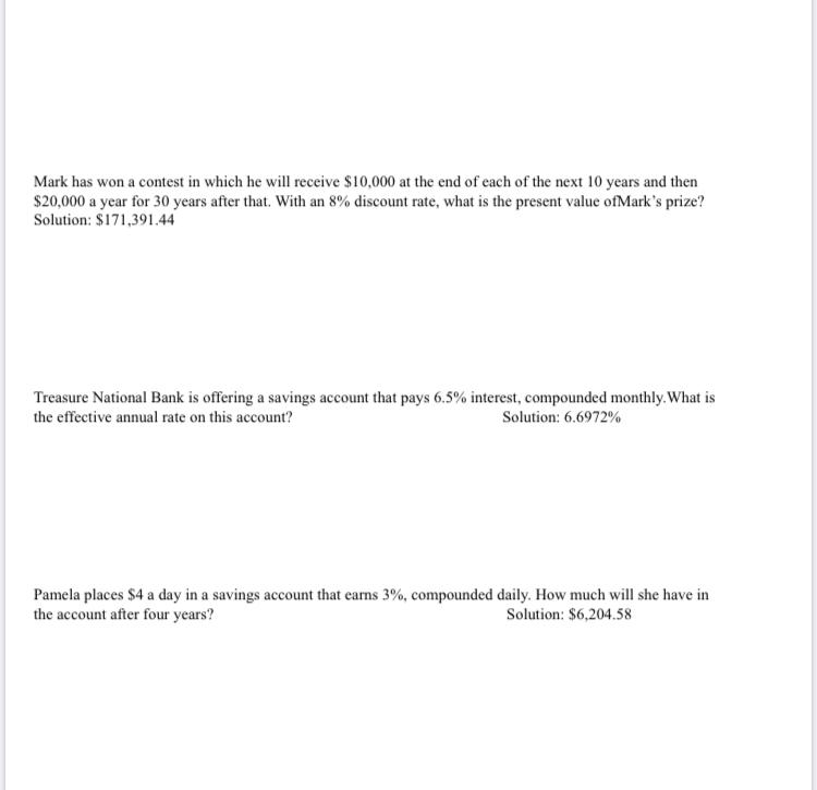 Please solve in simplest way and show work/ formulas [ multi part