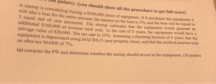 solve by hand please not excel part b: re-compute the pw if