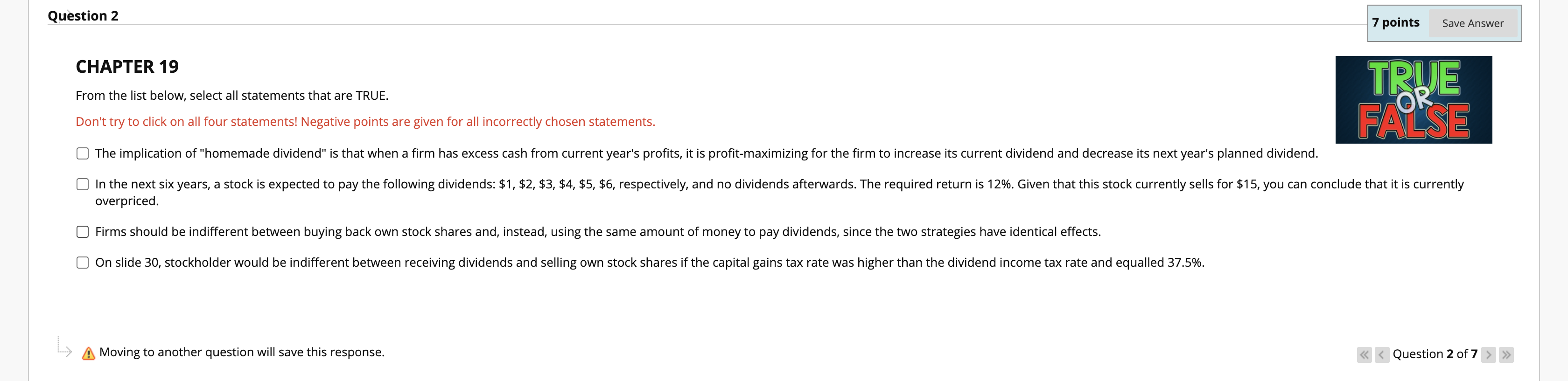  Question 2 7 points Save Answer CHAPTER 19 From the list
