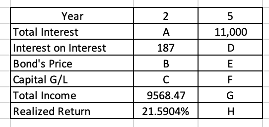  Need help calculating the values for E, F, G, and H