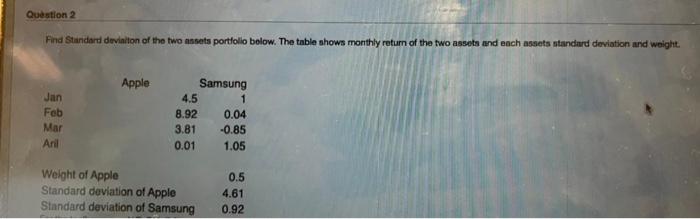 please could you solve it with steps Question 2 Find Standard deviation