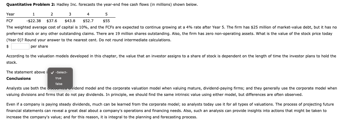 dividend forecast is based on an underlying forecast of the firm's future