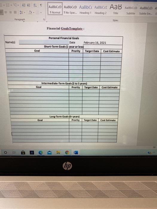 considered in Goal Setting Your financial goals should follow the "SMART" principles