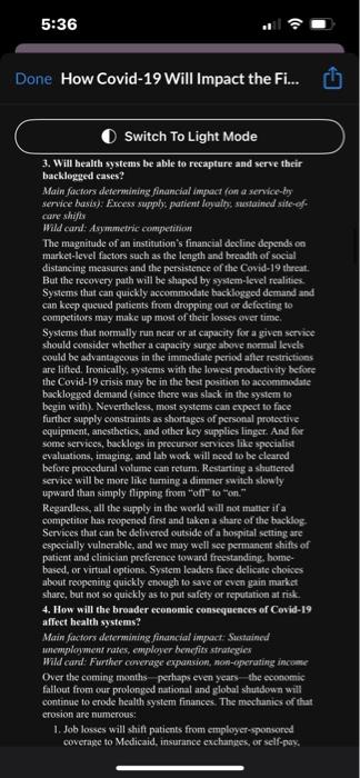 for Chief Financial Officers (CFOs) to address immediately? 1. How will Covid-19