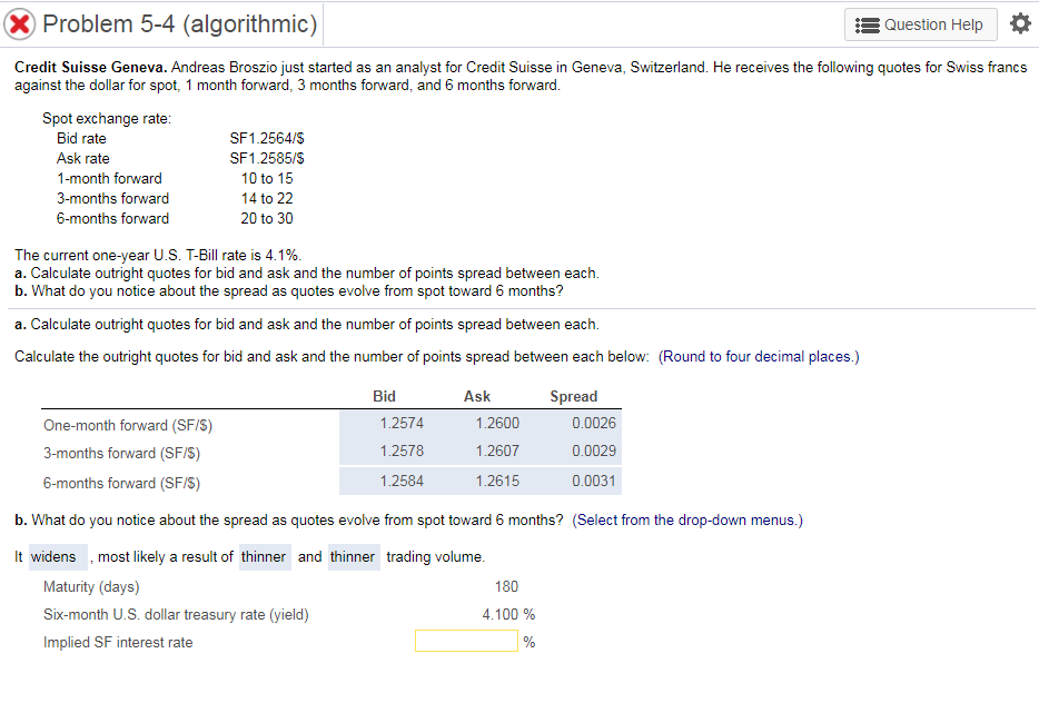 * Problem 5-4 (algorithmic) E Question Help Credit Suisse Geneva. Andreas