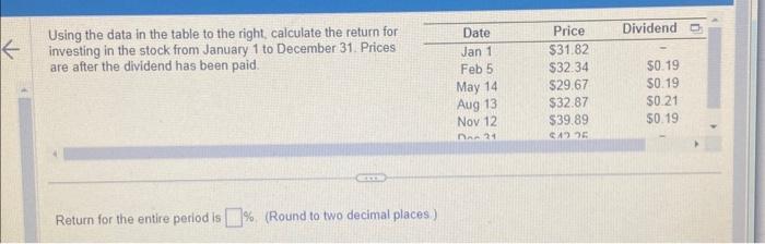 Help Last value is $42.25 Using the data in the table to