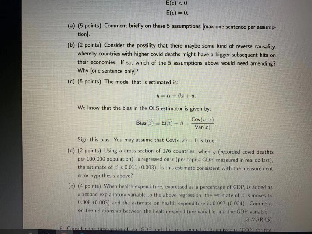 (per capita) covid deaths, y, to (per capita) GDP, 2: y =