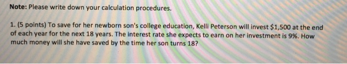  Please show in excel thanks! Note: Please write down your calculation