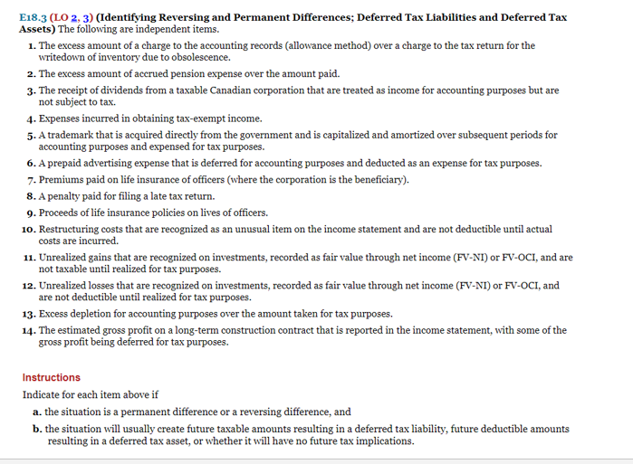  do in this format on excel E18.3 (LO 2, 3) (Identifying