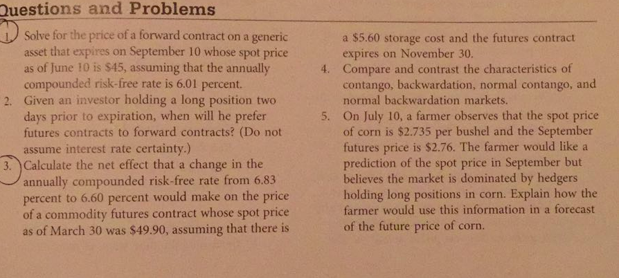 answer NO. 3, please Questions and Problems Solve for the price of