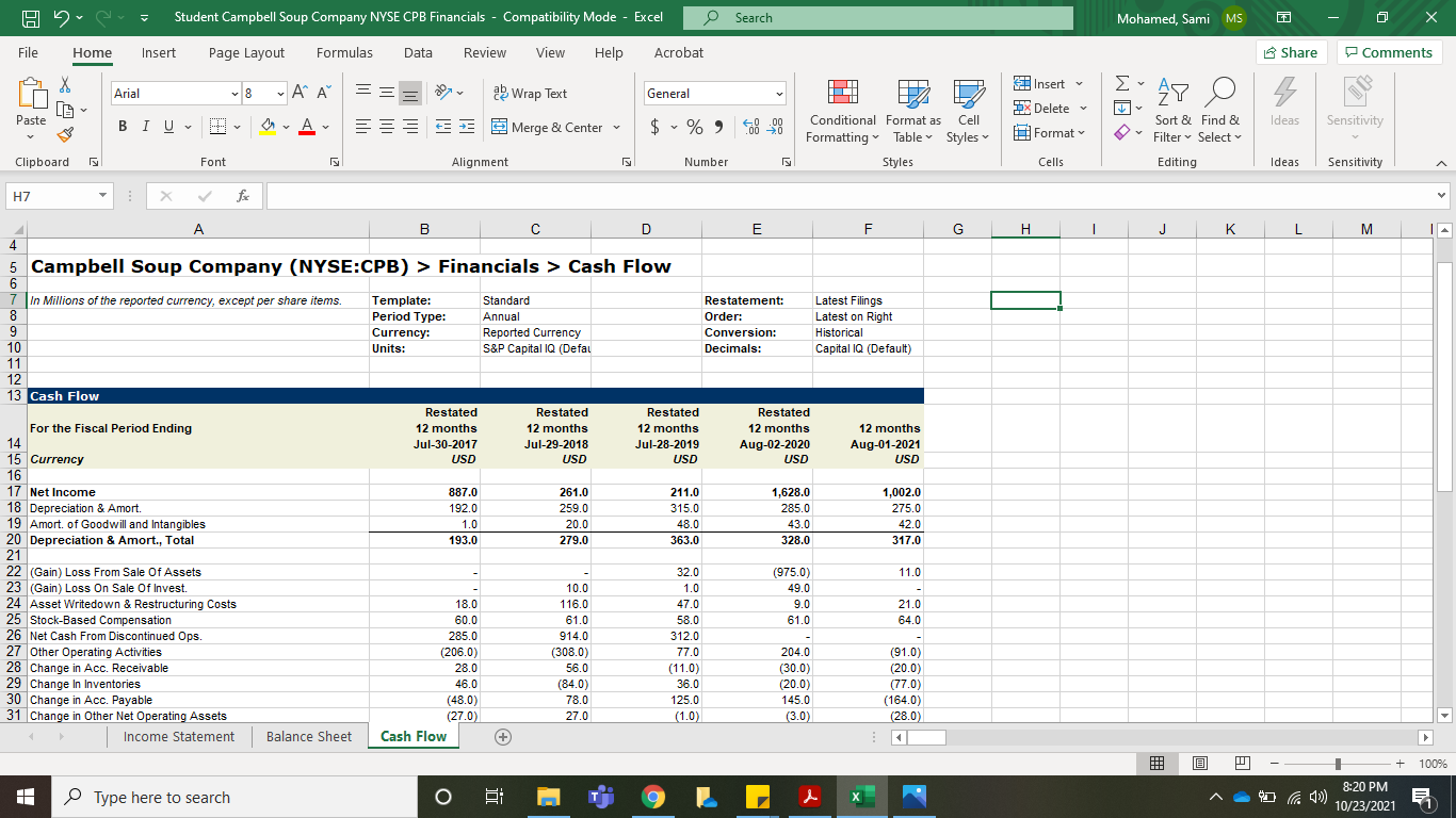 - Excel Search Mohamed, Sami MS File Home Insert Page Layout Formulas