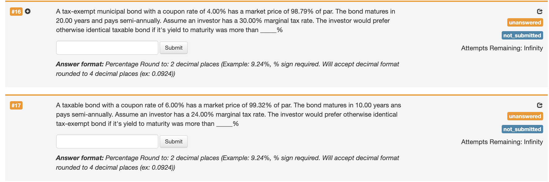 Please explain the steps and equations you use. #16 A tax-exempt municipal