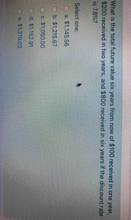  What is the total future value six years from now of