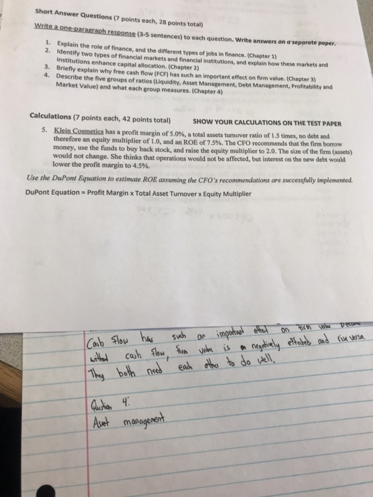  Numbe e5 Short Answer Questions (7 points each, 28 points total