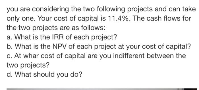 copy its contents into a spreadsheet.) Project Year 0 Year 1 Year